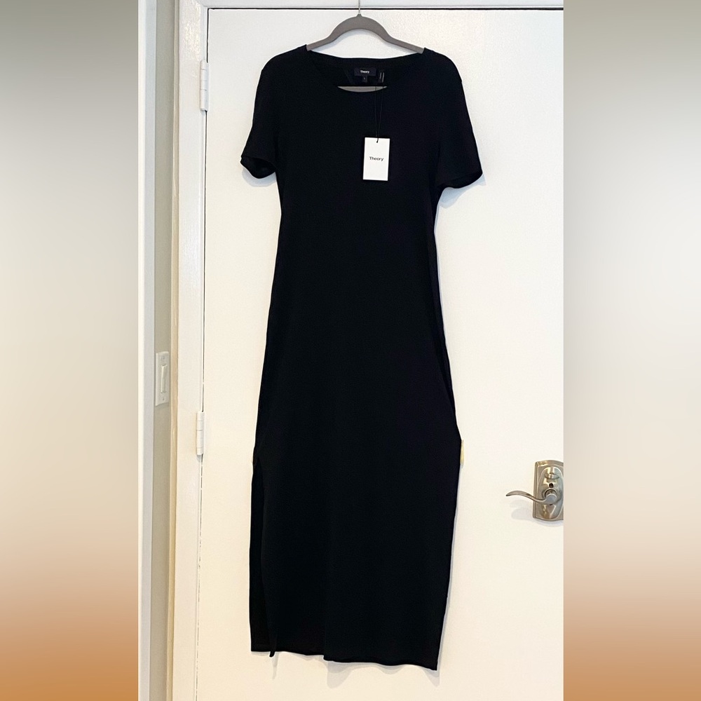 Theory Cherryal Classic Tee Maxi Dress Black Size L